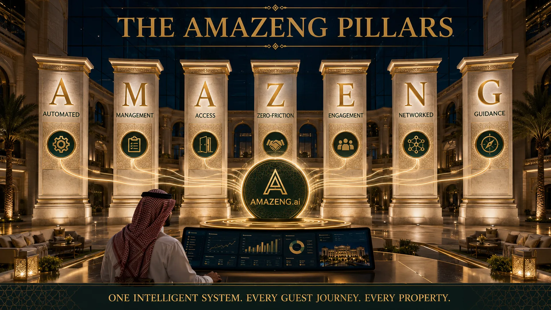 The Amazeng pillars: automated, management, access, zero-friction, engagement, networked, guidance.